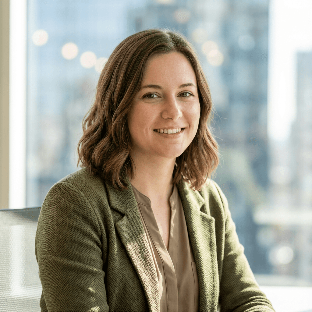 Portrait of a female office manager at a construction office desk